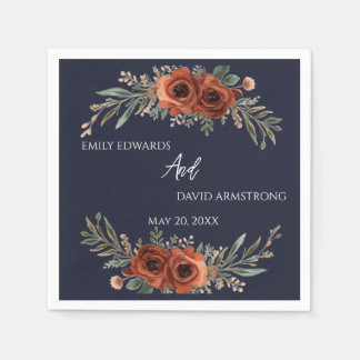 Guardanapos de casamento Boho Floral Terracota Azu