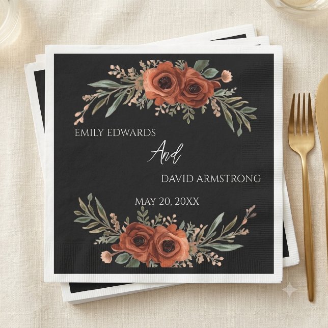 Guardanapos de casamento boho floral terracota mal (Criador carregado)