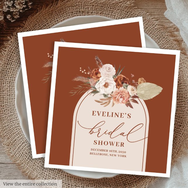 Guardanapos de casamento boho pampas terracota rom (Romantic terracotta pampas boho bridal napkins

)