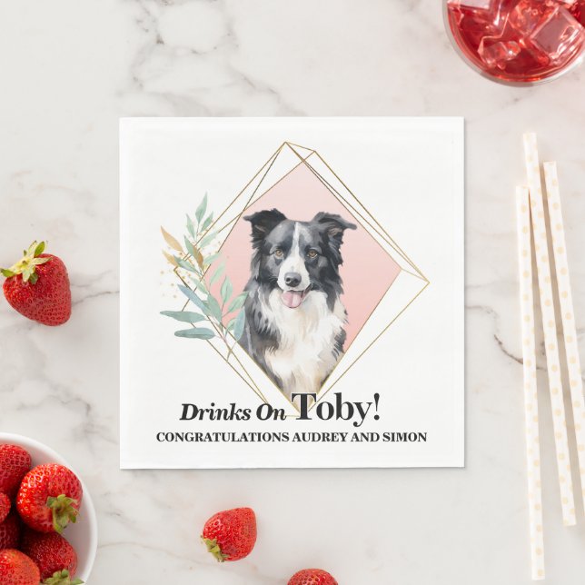 Guardanapos de Casamento Border Collie Com Foto de (Insitu)