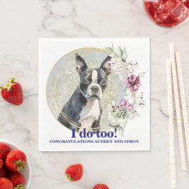 Guardanapos de casamento Boston Terrier com foto d