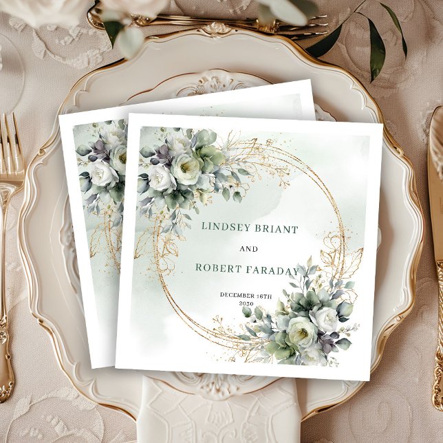 Guardanapos de casamento botânico com folhagem ver (Elegant Greenery Foliage Botanical Wedding Napkins)
