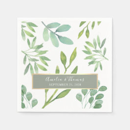 Guardanapos de casamento botânicos em verde sage