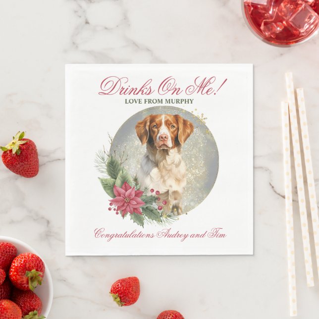 Guardanapos de casamento Brittany Spaniel com foto (Insitu)