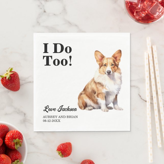 Guardanapos de casamento Cardigan Welsh Corgi 'Eu  (Insitu)