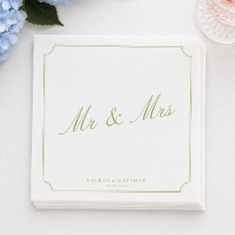 Guardanapos de Casamento Citrus Green Mr e Mrs