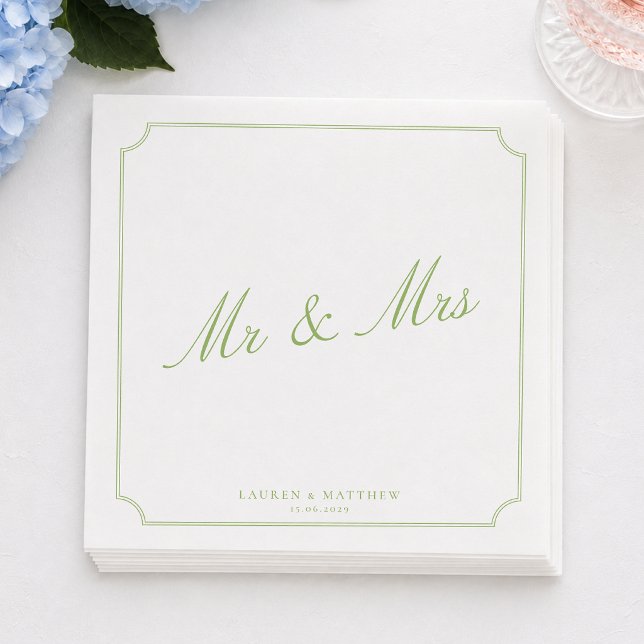 Guardanapos de Casamento Citrus Green Mr e Mrs (Criador carregado)