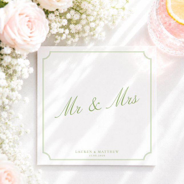 Guardanapos de Casamento Citrus Green Mr e Mrs (Criador carregado)