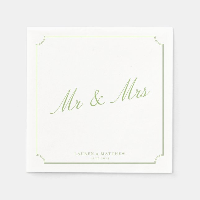 Guardanapos de Casamento Citrus Green Mr e Mrs (Frente)