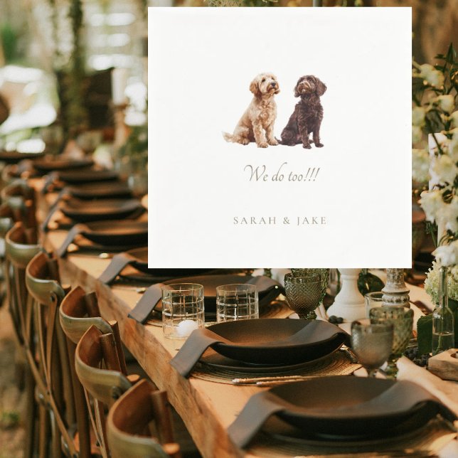 Guardanapos de casamento com 2 animais de estimaçã (Criador carregado)