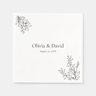 Guardanapos de casamento com arte de linha minimal