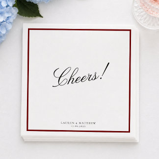 Guardanapos de Casamento com Borda Vermelho Intens