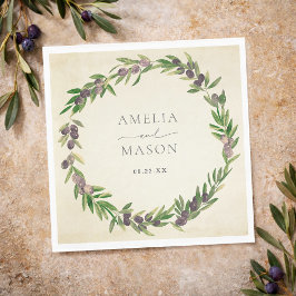 Guardanapos de casamento com coroa de oliveira bot
