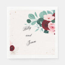 Guardanapos de casamento com flores personalizadas