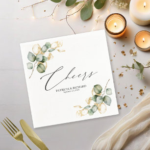 Guardanapos de casamento com folhagem dourada eleg