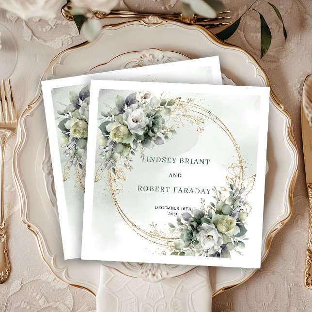 Guardanapos de casamento com folhagem verde românt (Romantic Greenery Foliage Wedding Napkins)