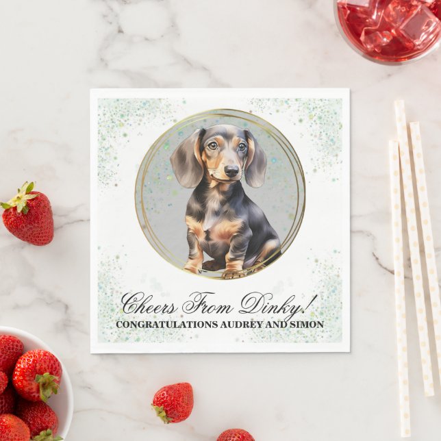 Guardanapos de casamento com foto de cachorro Dach (Insitu)