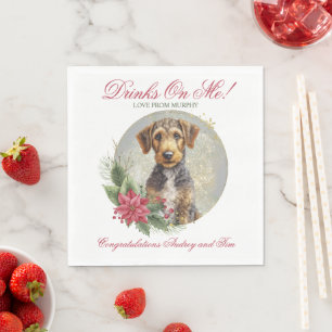 Guardanapos de casamento com foto de cães Airedale