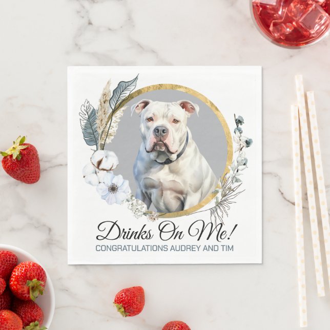 Guardanapos de Casamento com Foto de Cães Bulldog  (Insitu)