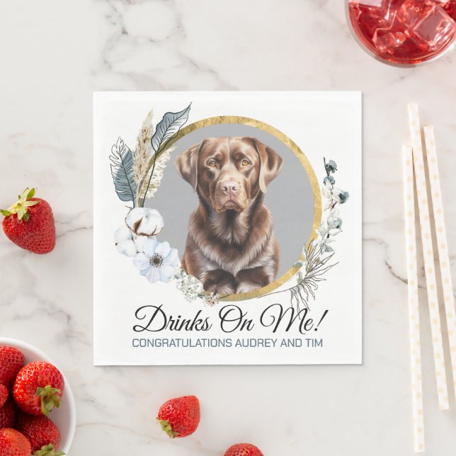 Guardanapos de casamento com foto de cães Labrador (Insitu)