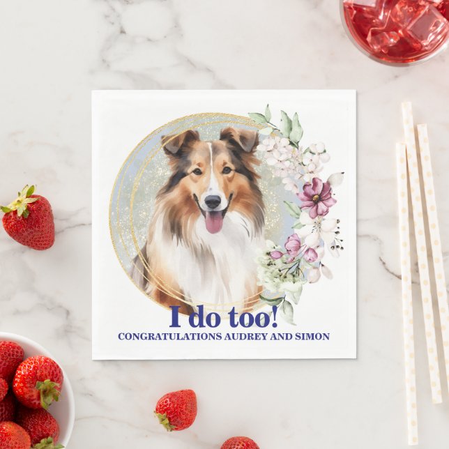 Guardanapos de Casamento com Foto de Cães Shetland (Insitu)