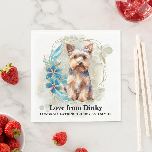 Guardanapos de casamento com foto de cães Yorkshir (Insitu)