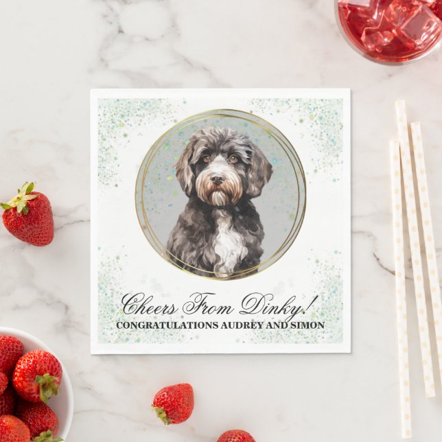 Guardanapos de casamento com foto de cão de água P (Insitu)