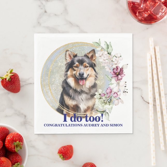 Guardanapos de casamento com foto de cão Finnish L (Insitu)