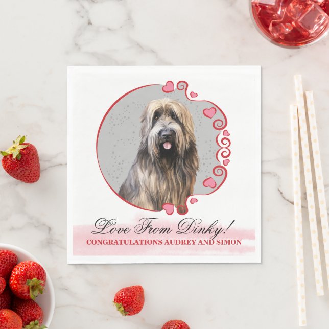 Guardanapos de casamento com foto do cão Briard (Insitu)