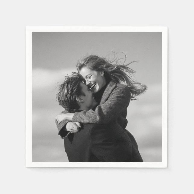 Guardanapos de casamento com foto preto e branco m (Frente)