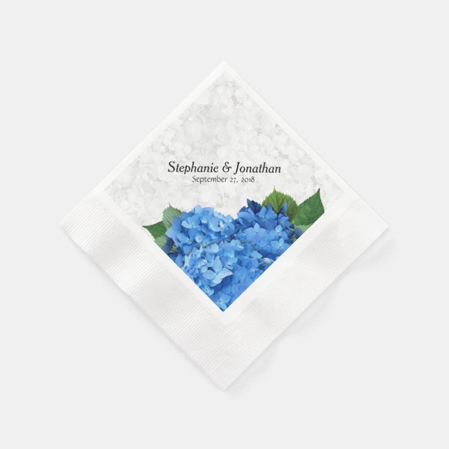 Guardanapos de casamento com hidrângea azul e layo (Canto)