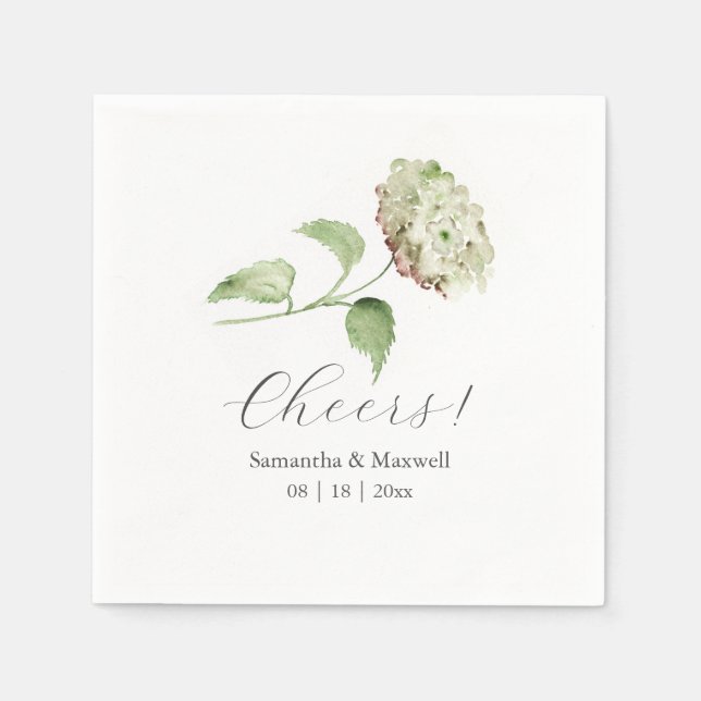 Guardanapos de casamento com Hortênsia Verde (Frente)