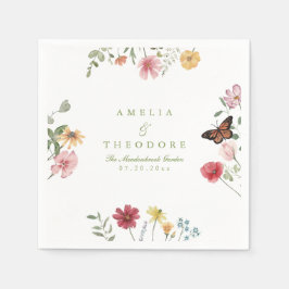 Guardanapos de casamento com jardim de flores silv