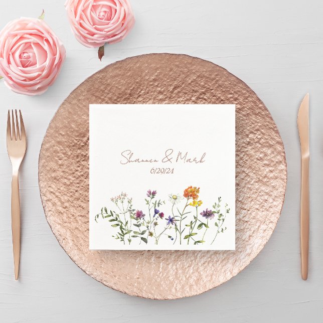 Guardanapos de casamento com jardim de flores silv (Criador carregado)