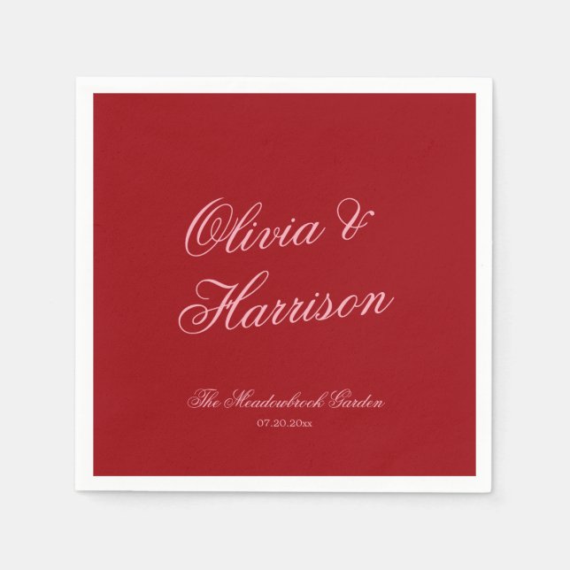 Guardanapos de casamento com letra cursiva minimal (Frente)