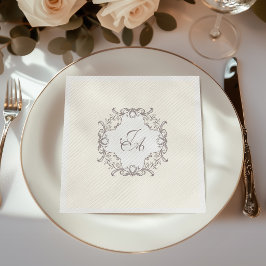 Guardanapos de casamento com monograma barroco em