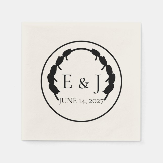 Guardanapos de casamento com monograma botânico de (Frente)