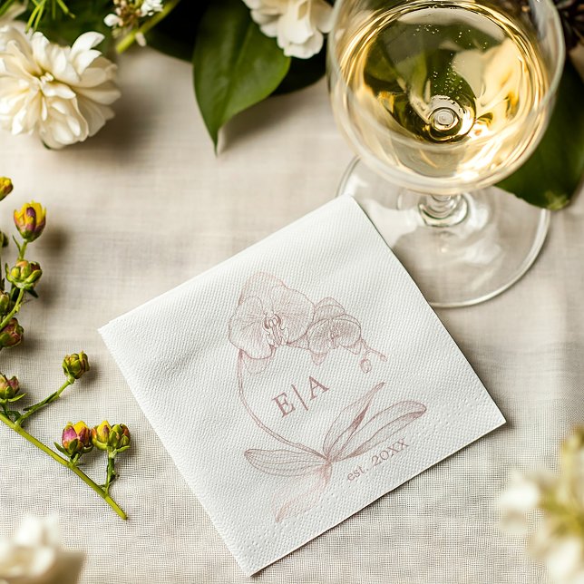 Guardanapos de casamento com monograma de orquídea (Elegant Wedding Napkins)