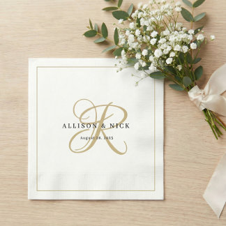 Guardanapos de casamento com monograma minimalista