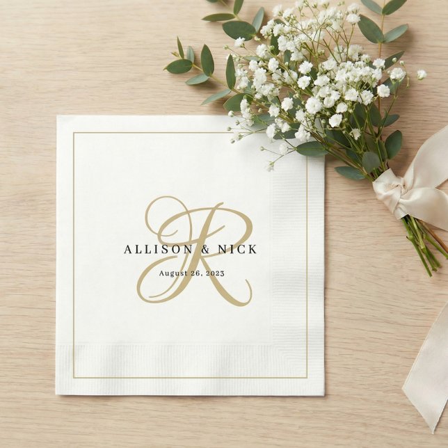 Guardanapos de casamento com monograma minimalista (Criador carregado)