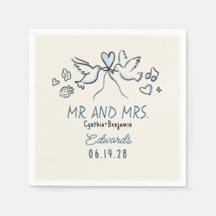 Guardanapos de casamento com pássaros de amor dese