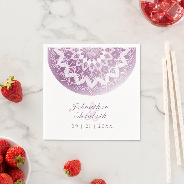 Guardanapos de casamento com renda rosa mandala (Insitu)
