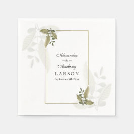 Guardanapos de casamento com verde minimalista ele