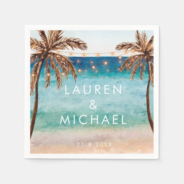 guardanapos de casamento da praia tropical (Frente)
