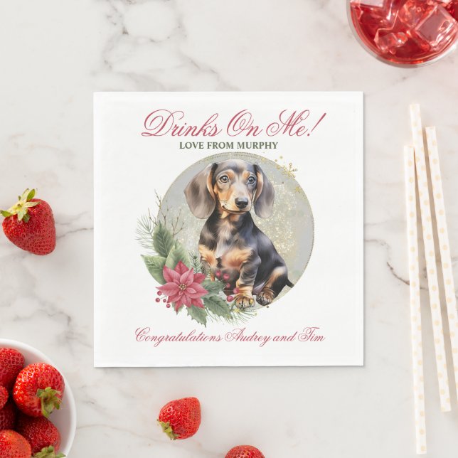 Guardanapos de casamento Dachshund com foto de cãe (Insitu)