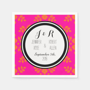 Guardanapos de casamento damasco Preto Rosa Laranj