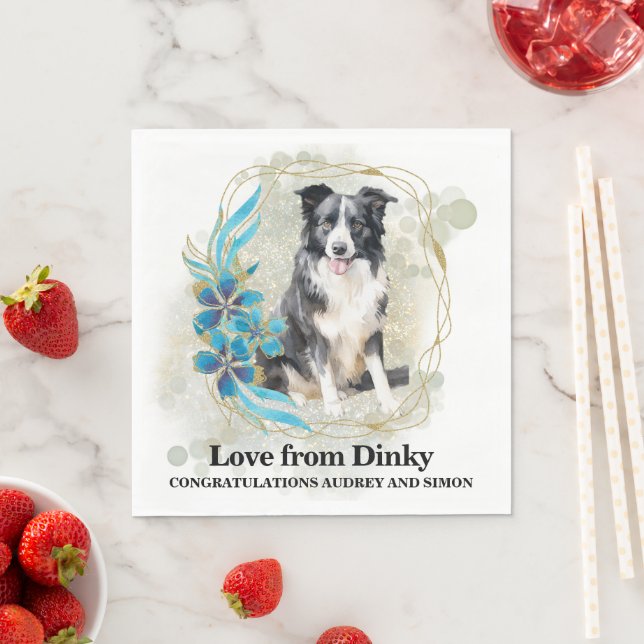 Guardanapos de casamento de cachorro Border Collie (Insitu)