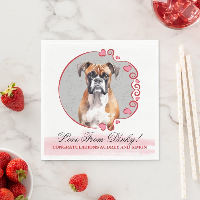 Guardanapos de casamento de cachorro Boxer com fot (Insitu)