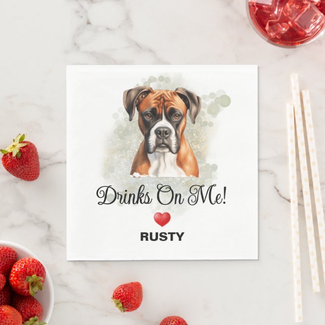 Guardanapos de Casamento de Cachorro Boxer Drinks  (Insitu)