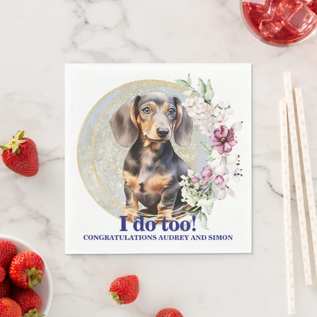 Guardanapos de casamento de cachorro Dachshund com (Insitu)